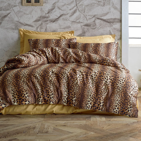Keep London Home Series 318 Natural Cotton(Doğal Pamuk) Çift Kişilik Nevresim Takımı-Kahverengi