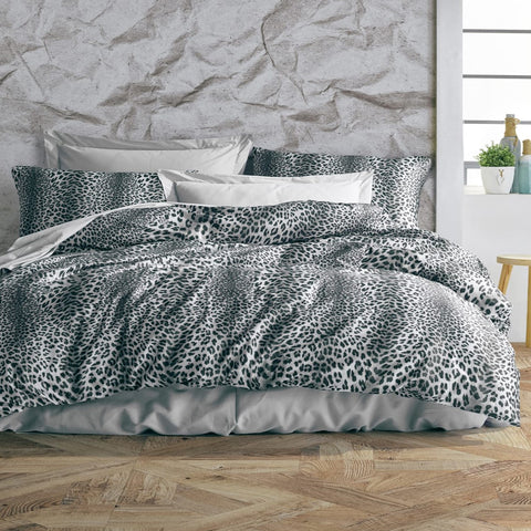 Keep London Home Series 320 Natural Cotton(Doğal Pamuk) Çift Kişilik Nevresim Takımı-Leopar Gri