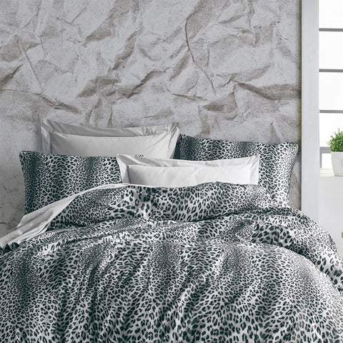 Keep London Home Series 320 Natural Cotton(Doğal Pamuk) Çift Kişilik Nevresim Takımı-Leopar Gri