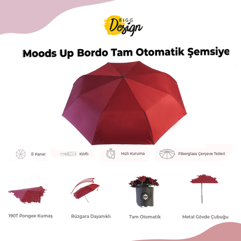 Biggdesign Moods Up Burgundy Fully Automatic Umbrella