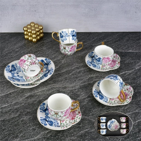 Keep London Palace Palace Series Peace in Nature Special Cut and Special Design Pure Porcelain 6-Piece Coffee Cup Set