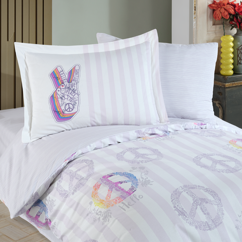 Hobby Peace Gray - Poplin Studio Duvet Cover Set