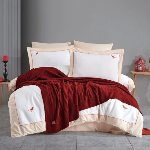 Hobby Double New Fancy Blanket Set - Bordeaux