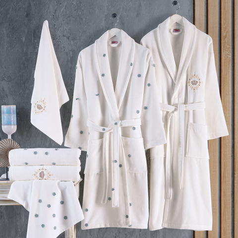 Hobby Orient Water Green Embroidered Cotton Bathry Set