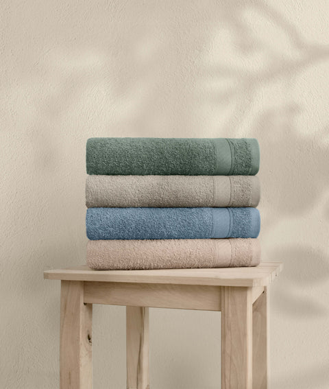 Koza Home Likya 100% Cotton Border 4-Piece Face Dowry Towel Set 1003A Standard
