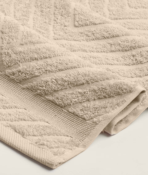 Koza Home Likya 100% Cotton Jacquard Border Herringbone 4-Piece Face Dowry Towel Set 1025A Standard
