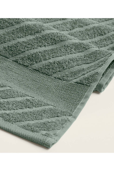 Koza Home Likya 100% Cotton Jacquard Border Green 2-Piece Dowry Towel Set Herringbone 1026A 70 x 140 - 50 x 90