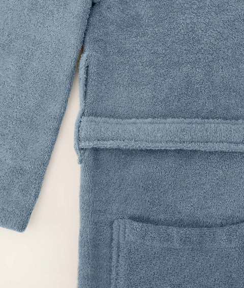 Koza Home Likya 100% Cotton Blue Dowry Bathrobe Set of 2 1 Bathrobe 1 Towel 1051A L-XL