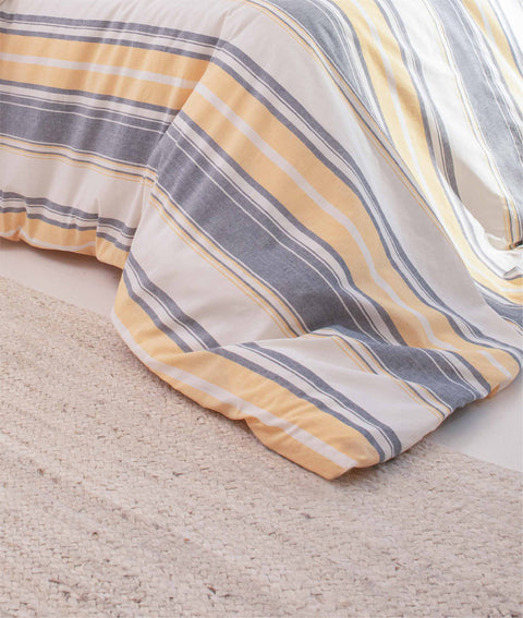 Koza Home Viento Duvet Cover Set Cotton Gray Ecru Striped Yellow Double 200x220 9501A Double