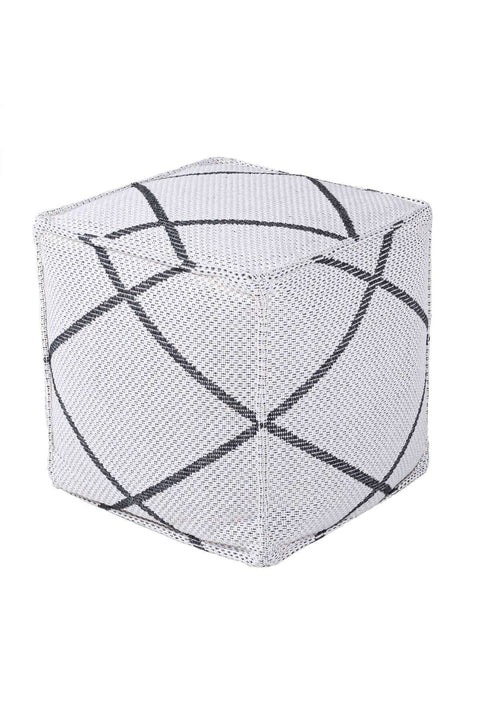 Koza Home Keyf Beige Black Pouf P58582A 50 x 50