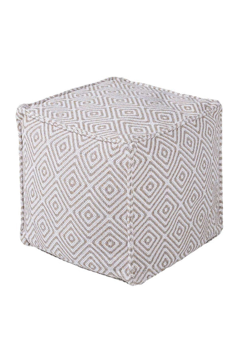 Koza Home Keyf Yellow Cream Pouf P22322A 50 x 50