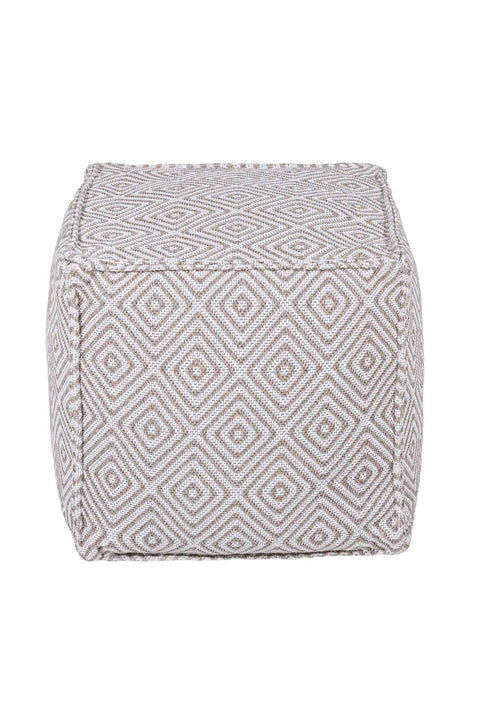 Koza Home Keyf Yellow Cream Pouf P22322A 50 x 50
