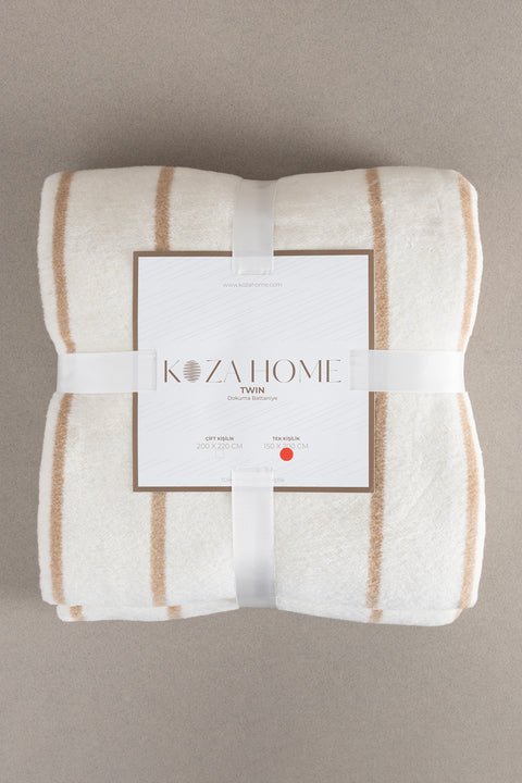 Koza Home Twin Blanket Soft Cotton Single Blanket Coffee Cream 150 x 200 5024A Single