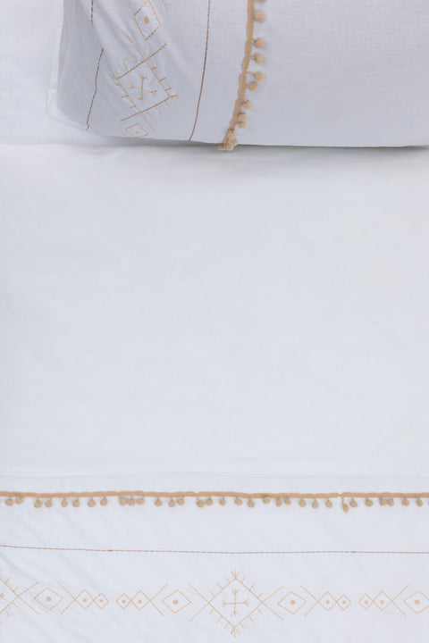Koza Home Farayla Ethnic Patterned Dark Beige 100% Cotton Double Duvet Cover Set 200x220 7511A Double