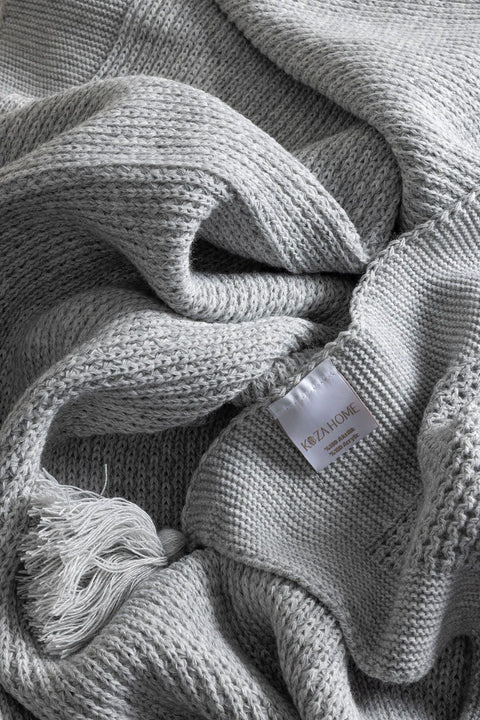 Koza Home Miel Gray Edge Pom Pom Single Blanket 160x220 37106 Single