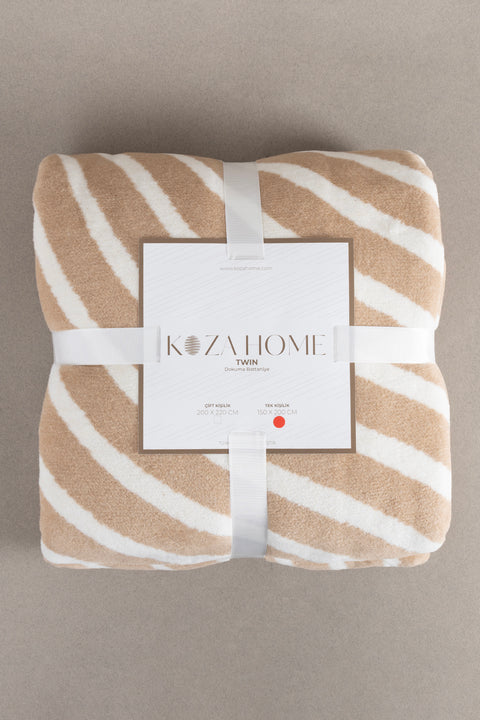 Koza Home Twin Blanket Soft Cotton Single Blanket Coffee Cream 150 x 200 5032A Single