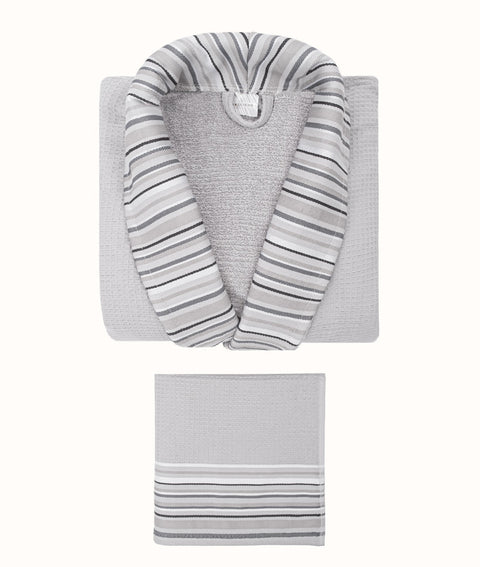 Koza Home Limira 2 Piece Set Gray Cotton 1 Bathrobe SM 1 Dowry Towel 50x90 2232 SM