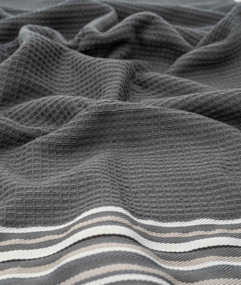 Koza Home Limira Set of 4 Anthracite Cotton 2 Bathrobes (1 SM)-(1 L-XL) 2 Dowry Towels 50x90 2239 SML-XL