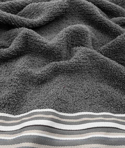 Koza Home Limira Set of 4 Anthracite Cotton 2 Bathrobes (1 SM)-(1 L-XL) 2 Dowry Towels 50x90 2239 SML-XL