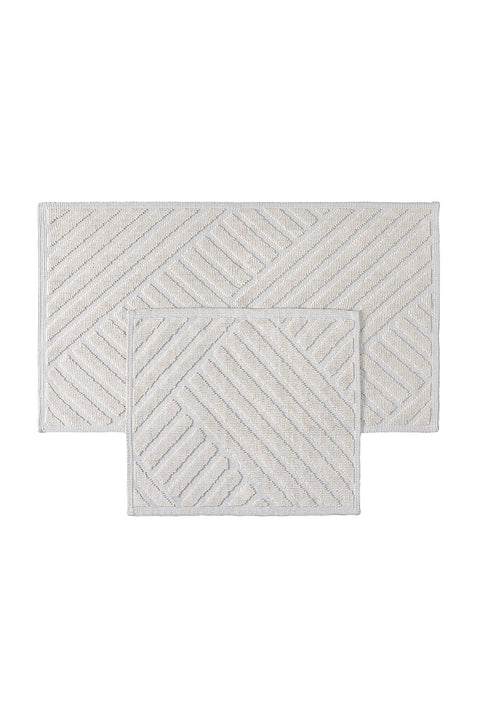 Koza Home Medea Cream 2-Piece Cotton Bath Mat Set 60x100 60x50 8594 60 x 100-60 x 50