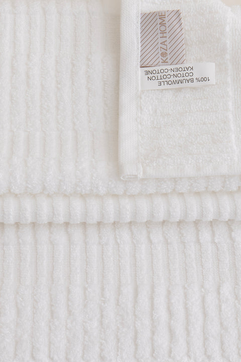 Koza Home Ivory White Border Micro Fiber 100% Cotton 2-Piece Bath Towel Set 50 X 90 - 70 X 140 1101A 50 x 90 - 70 x 140