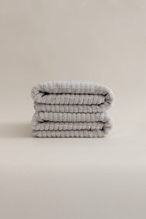 Koza Home Ivory Gray Border Micro Fiber 100% Cotton 2-Piece Bath Towel Set 50 X 90 - 70 X 140 1102A 50 x 90 - 70 x 140