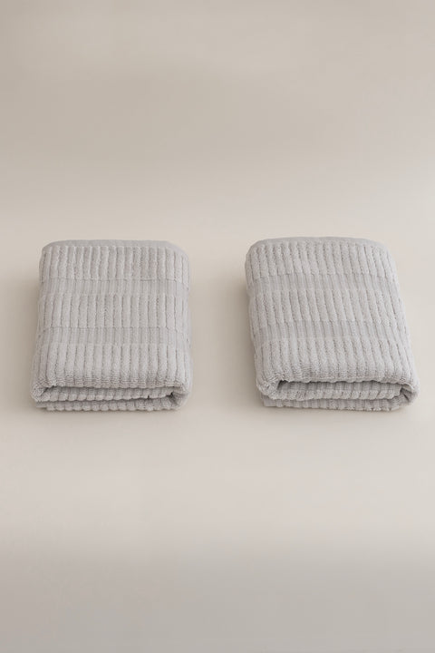 Koza Home Ivory Gray Border Micro Fiber 100% Cotton 2-Piece Bath Towel Set 50 X 90 - 70 X 140 1102A 50 x 90 - 70 x 140