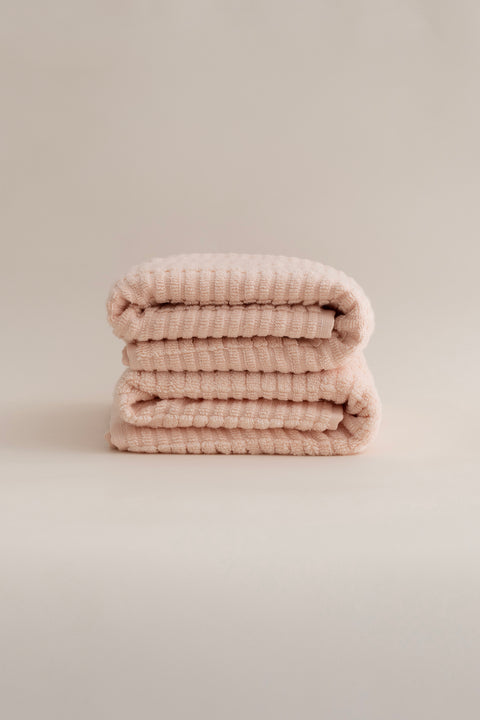 Koza Home Ivory Salmon Border Micro Fiber 100% Cotton 2-Piece Bath Towel Set 50 X 90 - 70 X 140 1103A 50 x 90 - 70 x 140