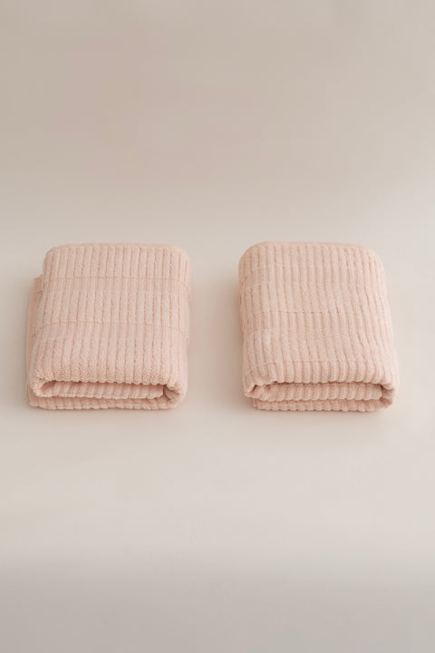 Koza Home Ivory Salmon Border Micro Fiber 100% Cotton 2-Piece Bath Towel Set 50 X 90 - 70 X 140 1103A 50 x 90 - 70 x 140