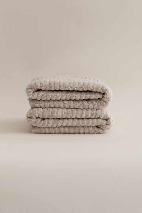 Koza Home Ivory Beige Bordered Micro Fiber 100% Cotton 2-Piece Bath Towel Set 50 X 90 - 70 X 140 1104A 50 x 90 - 70 x 140