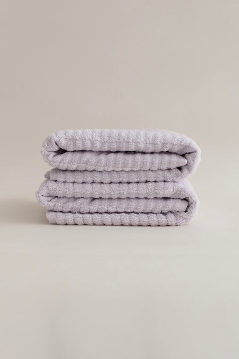 Koza Home Ivory Lilac Border Micro Fiber 100% Cotton 2-Piece Bath Towel Set 50 X 90 - 70 X 140 1105A 50 x 90 - 70 x 140