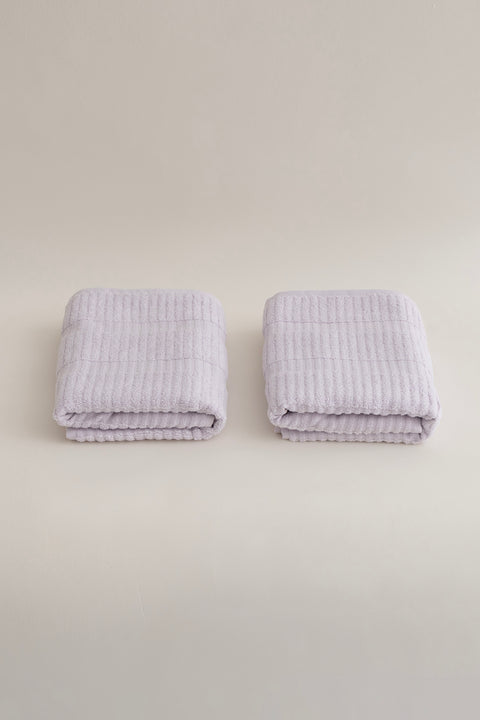 Koza Home Ivory Lilac Border Micro Fiber 100% Cotton 2-Piece Bath Towel Set 50 X 90 - 70 X 140 1105A 50 x 90 - 70 x 140