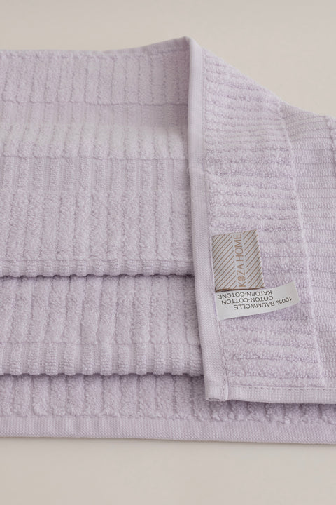 Koza Home Ivory Lilac Border Micro Fiber 100% Cotton 2-Piece Bath Towel Set 50 X 90 - 70 X 140 1105A 50 x 90 - 70 x 140