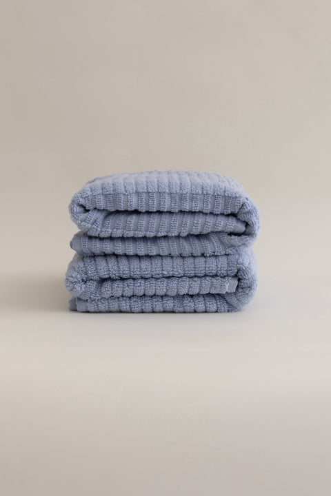 Koza Home Ivory Blue Border Micro Fiber 100% Cotton 2-Piece Bath Towel Set 50 X 90 - 70 X 140 1106A 50 x 90 - 70 x 140