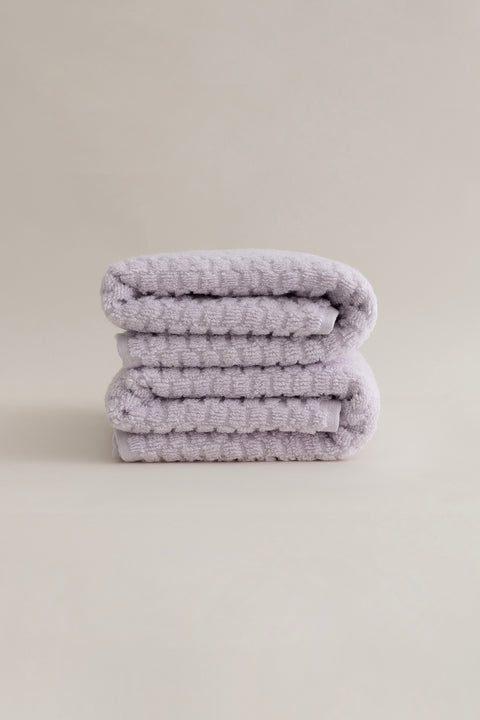 Koza Home Ivory Lilac Embossed Texture Micro Fiber 100% Cotton 2-Piece Bath Towel Set 50 X 90 - 70 X 140 1117A 50 90 - 70 x 140