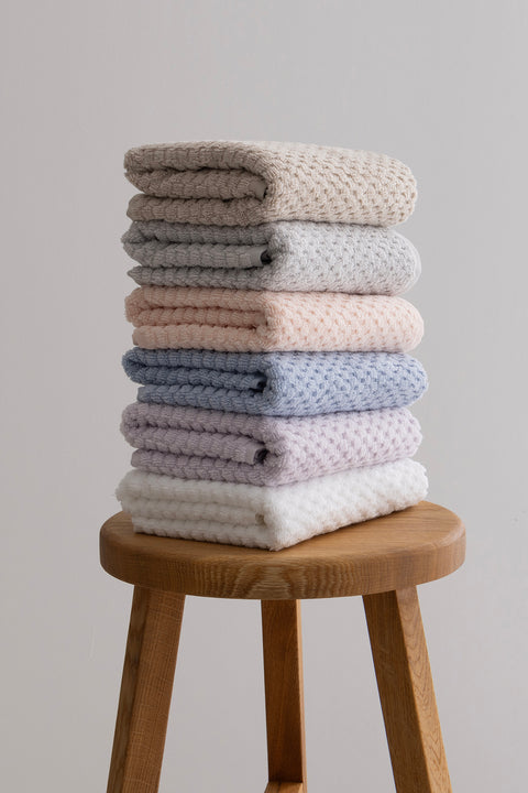 Koza Home Ivory Lilac Embossed Texture Micro Fiber 100% Cotton 2-Piece Bath Towel Set 50 X 90 - 70 X 140 1117A 50 90 - 70 x 140