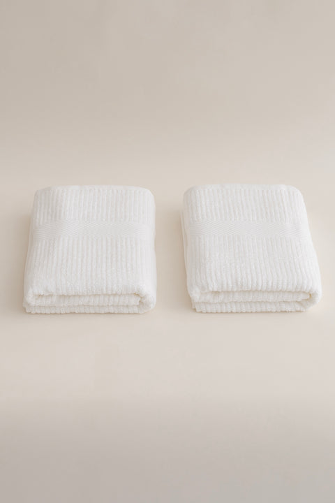 Koza Home Ivory White Corduroy Micro Fiber 100% Cotton 2-Piece Bath Towel Set 50 X 90 - 70 X 140 1125A 50 90 - 70 x 140