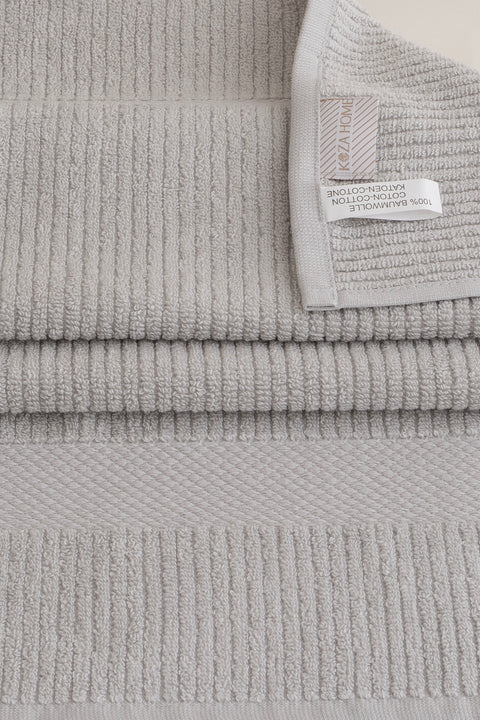 Koza Home Ivory Gray Corduroy Micro Fiber 100% Cotton 2-Piece Bath Towel Set 50 X 90 - 70 X 140 1126A 50 90 - 70 x 140