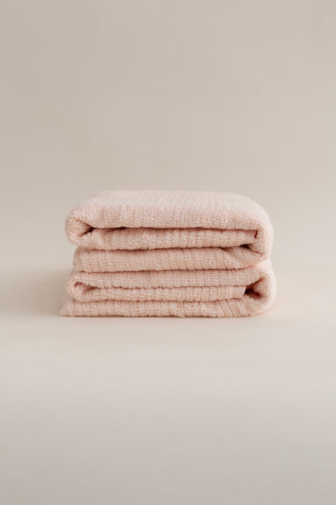 Koza Home Ivory Salmon Corduroy Micro Fiber 100% Cotton 2-Piece Bath Towel Set 50 X 90 - 70 X 140 1127A 50 90 - 70 x 140