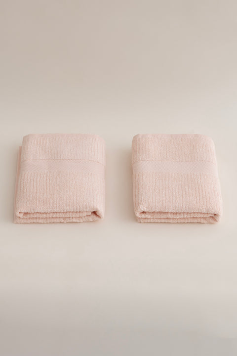 Koza Home Ivory Salmon Corduroy Micro Fiber 100% Cotton 2-Piece Bath Towel Set 50 X 90 - 70 X 140 1127A 50 90 - 70 x 140