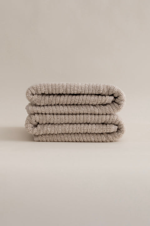 Koza Home Ivory Beige Corduroy Micro Fiber 100% Cotton 2-Piece Bath Towel Set 50 X 90 - 70 X 140 1128A 50 90 - 70 x 140