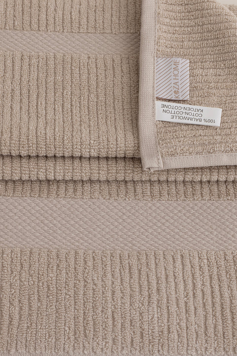 Koza Home Ivory Beige Corduroy Micro Fiber 100% Cotton 2-Piece Bath Towel Set 50 X 90 - 70 X 140 1128A 50 90 - 70 x 140