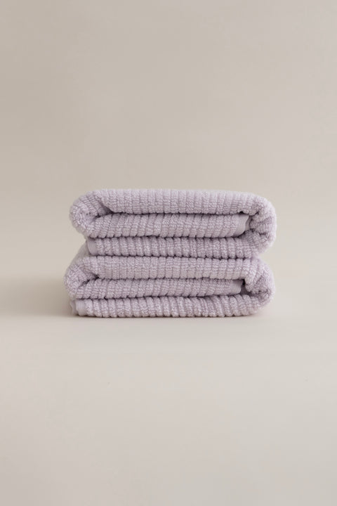 Koza Home Ivory Lilac Corduroy Micro Fiber 100% Cotton 2-Piece Bath Towel Set 50 X 90 - 70 X 140 1129A 50 90 - 70 x 140