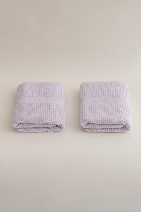 Koza Home Ivory Lilac Corduroy Micro Fiber 100% Cotton 2-Piece Bath Towel Set 50 X 90 - 70 X 140 1129A 50 90 - 70 x 140