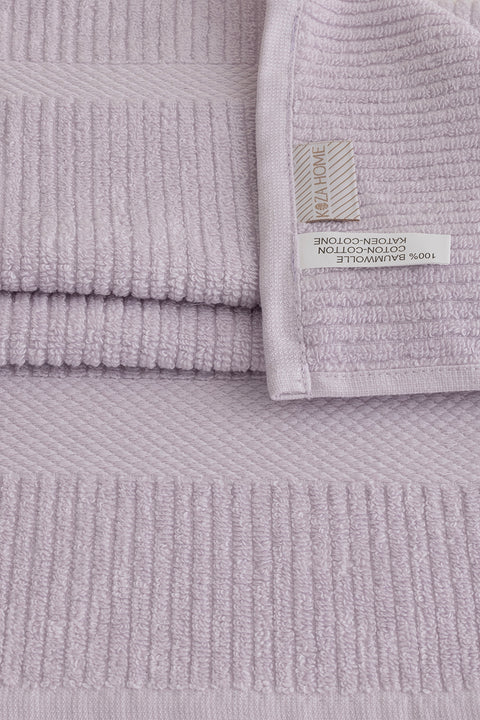 Koza Home Ivory Lilac Corduroy Micro Fiber 100% Cotton 2-Piece Bath Towel Set 50 X 90 - 70 X 140 1129A 50 90 - 70 x 140