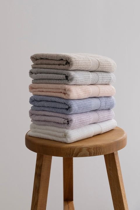 Koza Home Ivory Lilac Corduroy Micro Fiber 100% Cotton 2-Piece Bath Towel Set 50 X 90 - 70 X 140 1129A 50 90 - 70 x 140