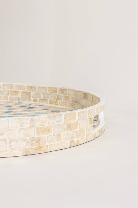 Koza Home Meander Blue Drop Mother-of-Pearl Mosaic Tray 35 x 4 cm 4321 35x4
