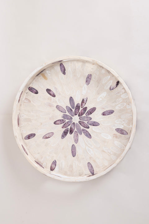 Koza Home Meander Claret Red Detailed White Mother of Pearl Tray 4322 30x3.5
