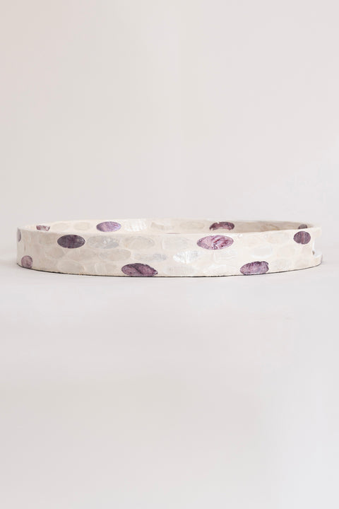 Koza Home Meander Claret Red Detailed White Mother of Pearl Tray 4322 30x3.5