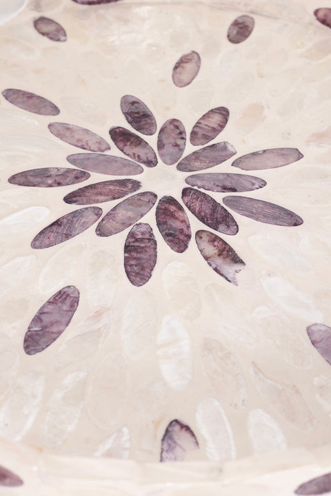 Koza Home Meander Claret Red Detailed White Mother of Pearl Tray 4322 30x3.5